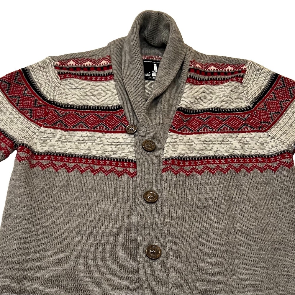 Jeans By Buffalo Southwestern Academia Cardigan Shawl Collar Knit Sweater S Men - Picture 2 of 7